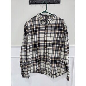 Eddie Bauer Plaid Flannel Button Down Shirt Men XL Long Sleeve Cotton Outdoor